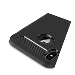 Black Hard Shockproof Phone Case With Carbon Fiber Look For Apple Iphone Xs Max
