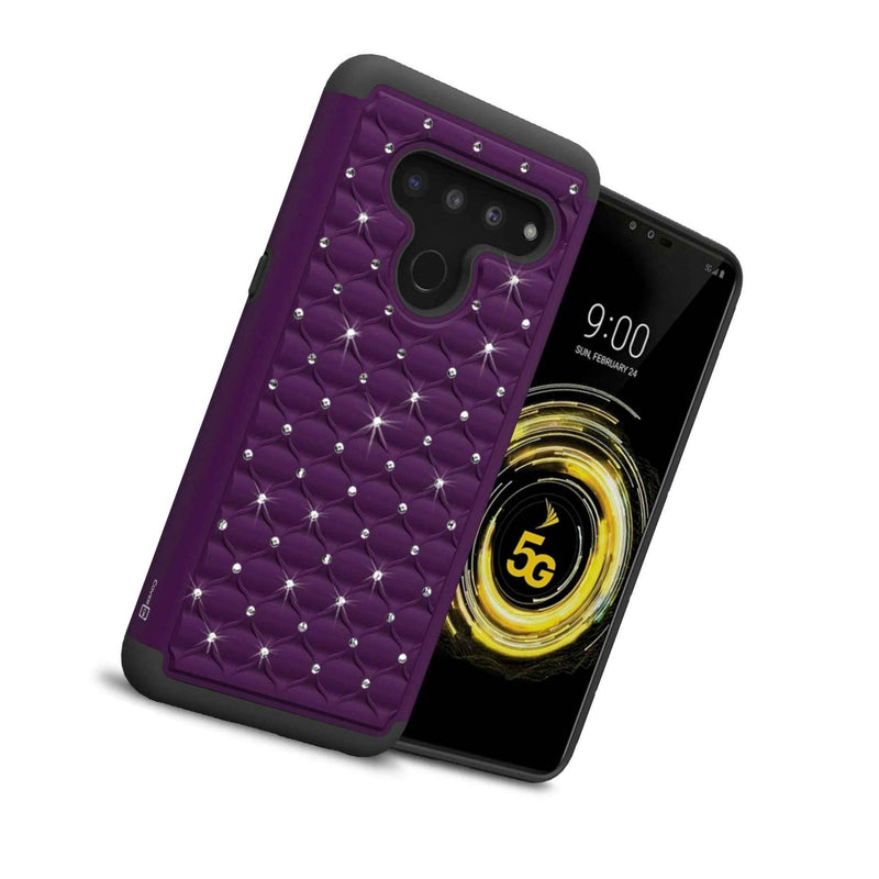 Purple Black Design Hybrid Bling Cover Hard Slim Phone Case For Lg V50 Thinq