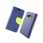 Navy Neon Green For Samsung Galaxy Prevail Lte Core Prime Card Holder Folio