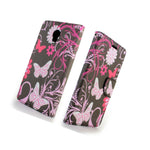 For Lenovo Vibe P1 Wallet Case Pink Butterfly Design Folio Phone Pouch
