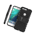 For Google Pixel Case Black Dual Layer Kickstand Phone Armor