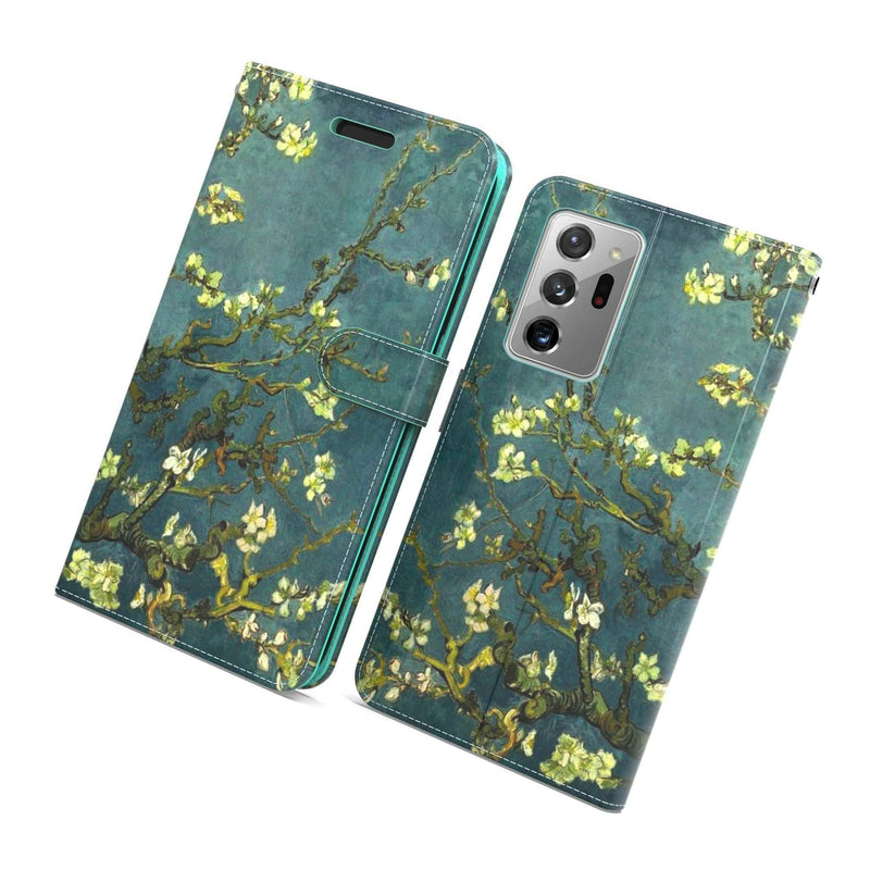 Almond Blossom Rfid Pu Leather Phone Case For Samsung Galaxy Note 20 Ultra