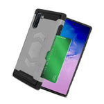 Silver Case With Metal Plate Card Holder Phone Cover For Samsung Galaxy Note 10