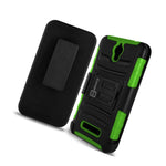 For Zte Obsidian Belt Clip Case Neon Green Black Holster Hybrid Phone Cover