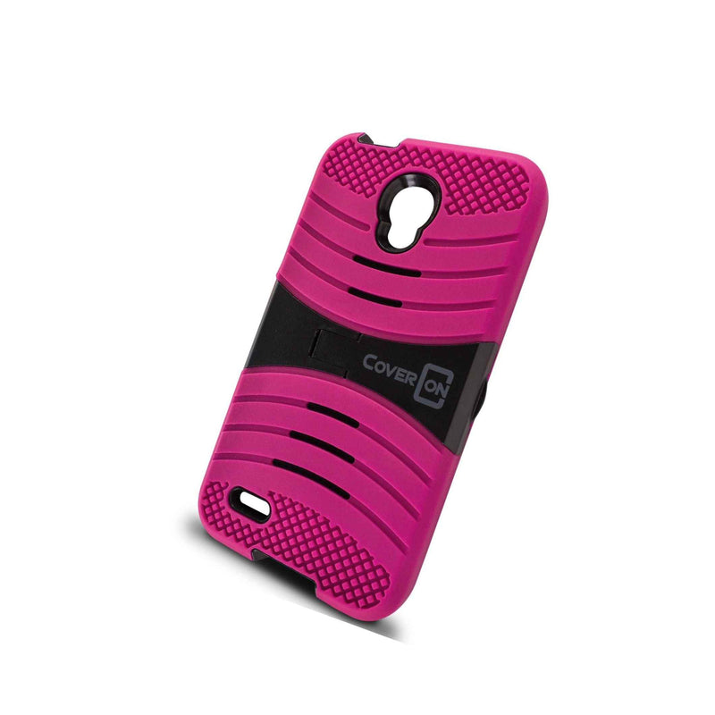 For Alcatel One Touch Conquest Case Hot Pink Black Hybrid Tough Skin Cover