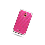 For Nokia Lumia 1320 Diamond Bling Case Hard Hybrid Cover Rose Pink White