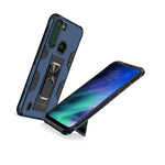 For Motorola One Fusion Case Ring Magnetic Slide Kickstand Navy Blue Phone Cover