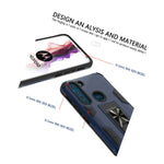 For Motorola One Fusion Case Ring Magnetic Slide Kickstand Navy Blue Phone Cover