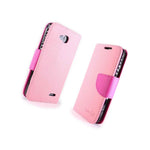 Coveron For Lg Optimus L90 Wallet Case Light Pink Hot Pink Credit Card Folio