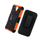 For Htc Desire 520 Belt Clip Case Neon Orange Black Holster Hybrid Phone Cover
