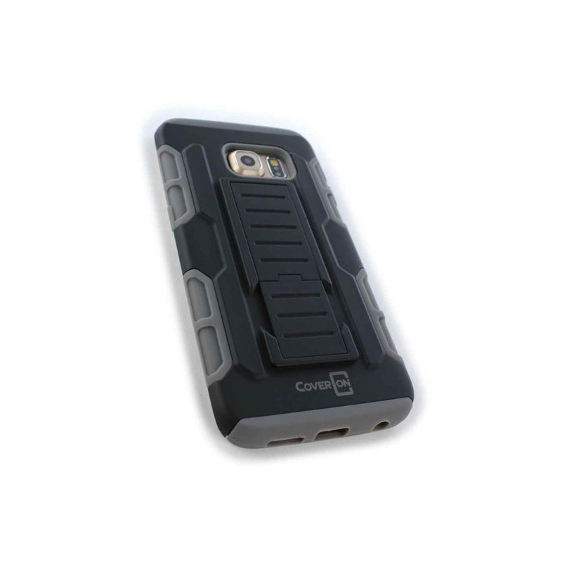 For Samsung Galaxy S6 Edge Holster Case Hybrid Hard Phone Cover Belt Clip Gray