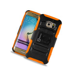 Coveron For Samsung Galaxy S6 Edge Holster Case Kickstand Tough Cover Orange