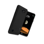 Hybrid Slim Hard Faux Metal Phone Cover Case For Lg X Max Black