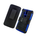For Zte Axon Pro Belt Clip Case Blue Black Holster Hybrid Phone Cover