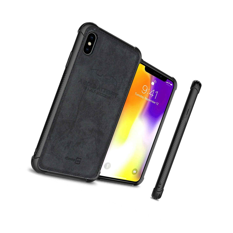Black Fabric Cloth Design Hard Slim Fit Phone Cover Case For Apple Iphone Xs X