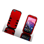 For Blu Life Play Hybrid Rugged Protector Red Black Case Cover