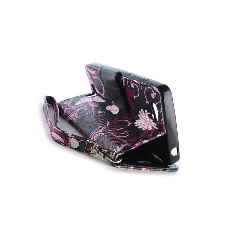 Wallet Case For Blu Studio Energy Card Cover Lcd Protector Pink Butterfly