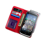 For Htc Desire 526 Wallet Case Red Folio Faux Leather Pouch Lcd