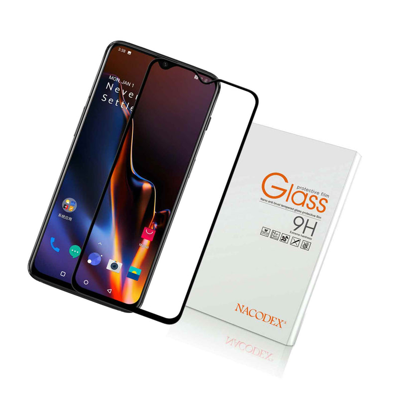 Nacodex For Oneplus 6T Full Cover Tempered Glass Screen Protector Black