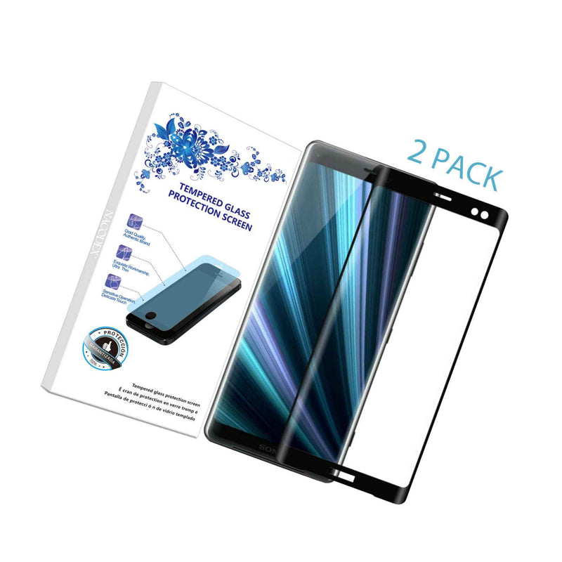 2 Pack For Sony Xperia Xz3 3D Full Cover Tempered Glass Screen Protector Black