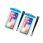 2X Universal Waterproof Phone Case With Neck Strap For Devices Up To 6 In Blue