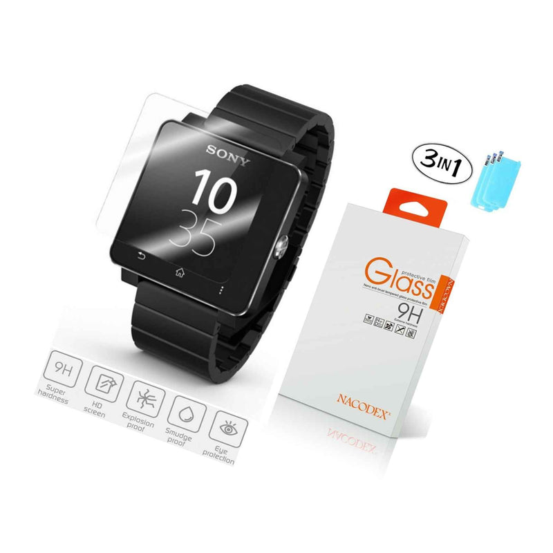 3 Pack Nacodex For Sony Smart Watch 2 Sw 2 Tempered Glass Screen Protector