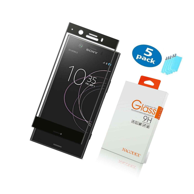 5 Pack Nacodex For Sony Xz1 Full Cover Tempered Glass Screen Protector Black