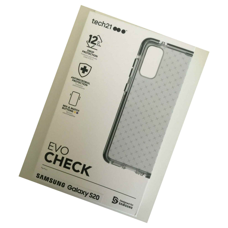 Tech21 Evo Check Series Flexible Gel Case For Samsung Galaxy S20 Smokey Black