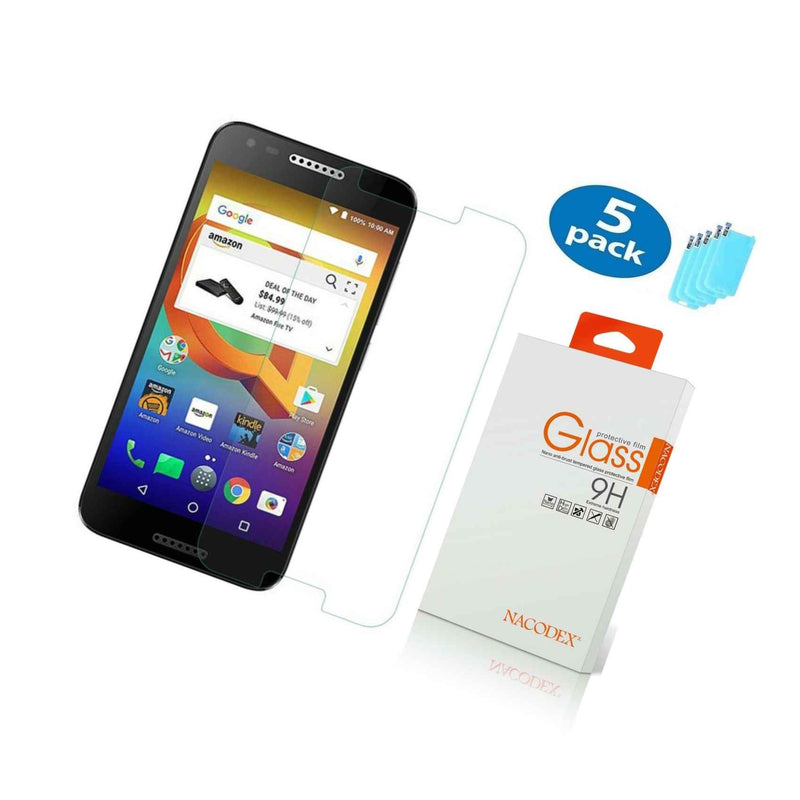 5 Pack Nacodex For Alcatel A30 Fierce Tempered Glass Screen Protector