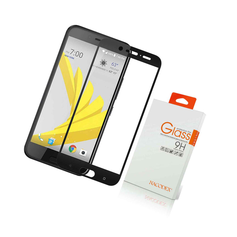 Nacodex For Htc 10 Bolt Tempered Glass Screen Protector Full Cover Black
