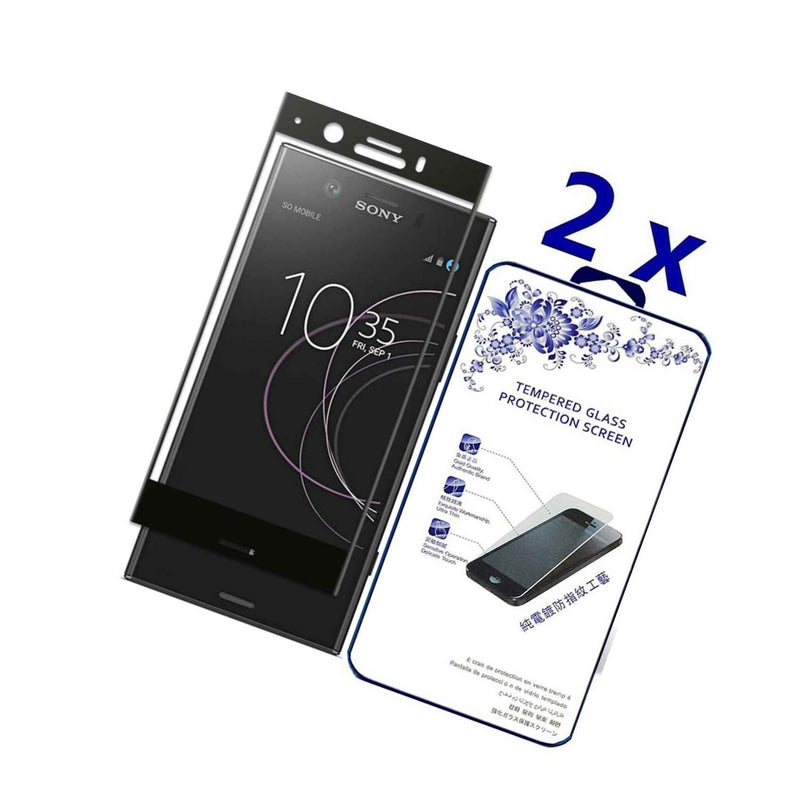 2 Pack For Sony Xz1 Full Cover Tempered Glass Screen Protector Black