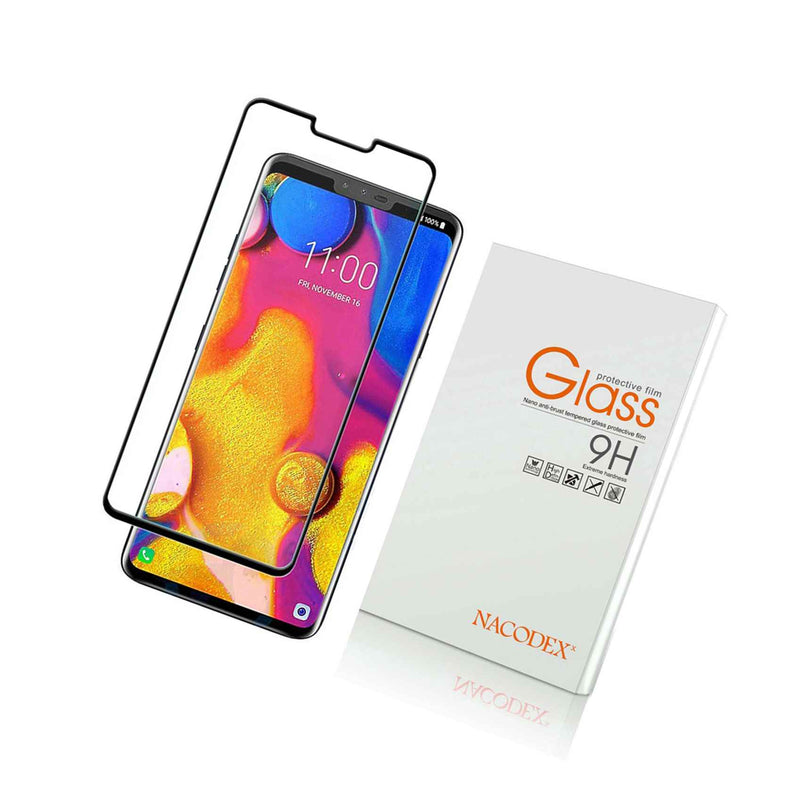 Nacodex For Lg V40 Thinq Full Cover Tempered Glass Screen Protector Black