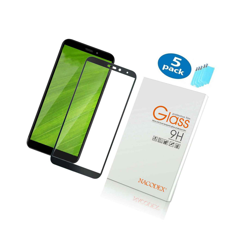 5X Nacodex For Cricket Icon Full Cover Tempered Glass Screen Protector Black