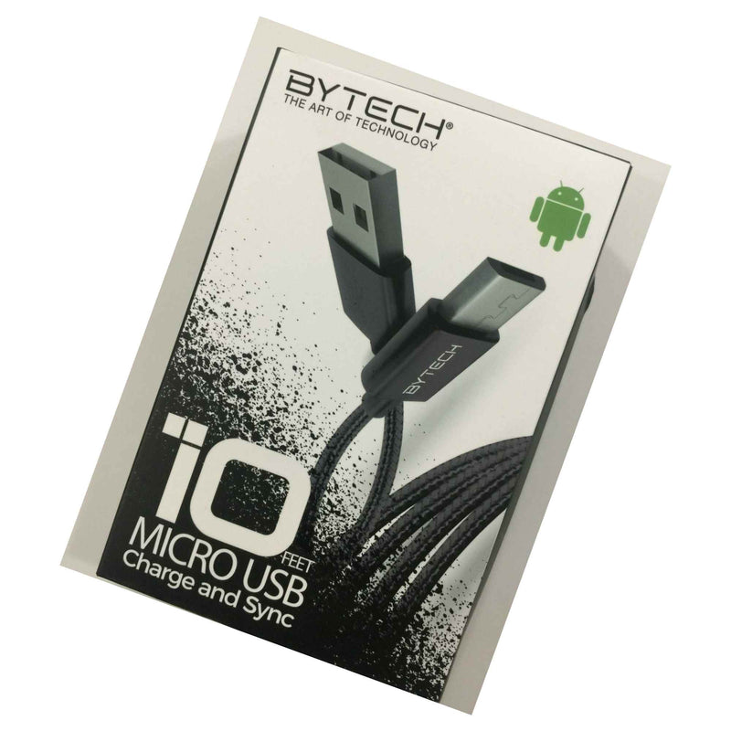 Bytech 10 Ft Micro Usb Cable Sync Charge Model By Mp Ca 702 Bk New