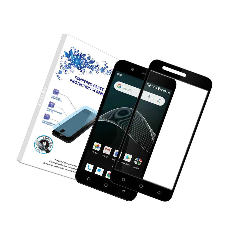 For At T Axia Qs5509A Full Cover Tempered Glass Screen Protector Black