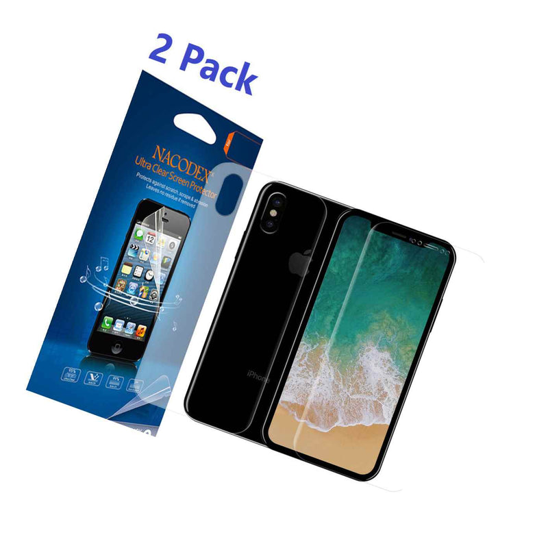 2 Pack 1Back 1Front Full Cover No Foam Screen Protector For Iphone X