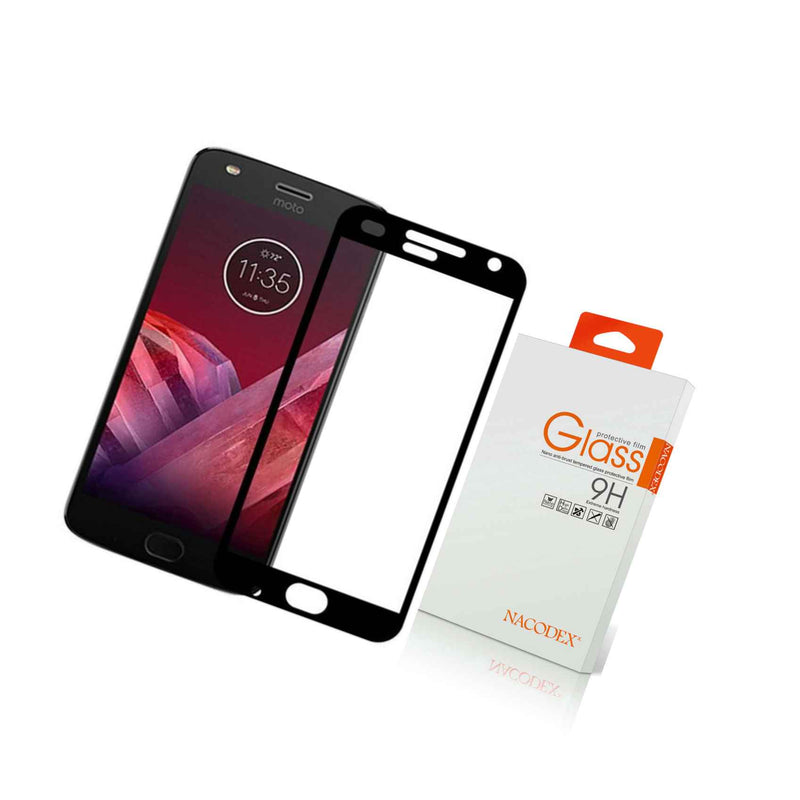 Nx For Moto Z2 Play Full Cover Tempered Glass Screen Protector Black