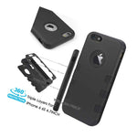 Triple Layer Hybrid Silicon Matte Armor Case Cover For Iphone 6 6S 4 7 Black