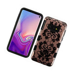 For Samsung Galaxy S10E Rose Gold Bud Silk Lace Tuff Hard Hybrid Case Cover
