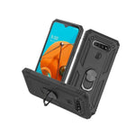 For Lg K51 Q51 Black Black Anti Drop Hybrid Case Cover With Ring Stand