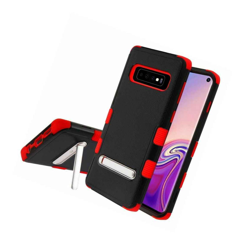 For Samsung Galaxy S10 Black Red Tuff Hard Tpu Hybrid Plastic Case Cover W Stand