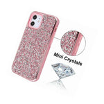 For Apple Iphone 12 Mini 5 4 Pink Encrusted Rhinestones Hybrid Hard Tpu Case
