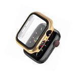 Plating Hard Case With Glass Protector For Apple Watch 40Mm Series Se 6 5 4 Gold