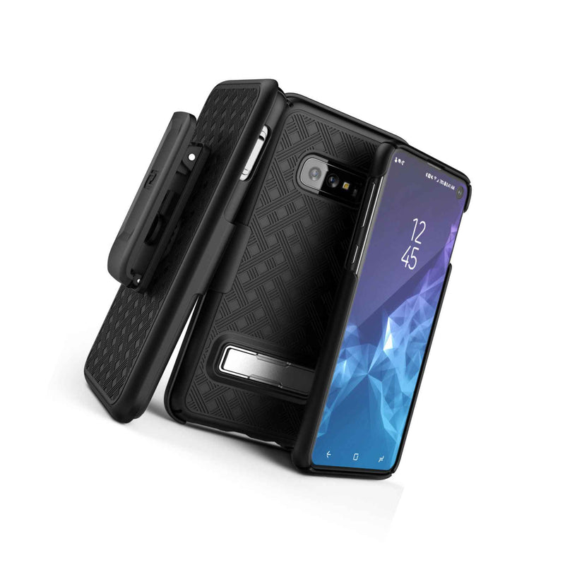 Encased For Samsung Galaxy S10E Belt Clip Case Holster W Kickstand Black