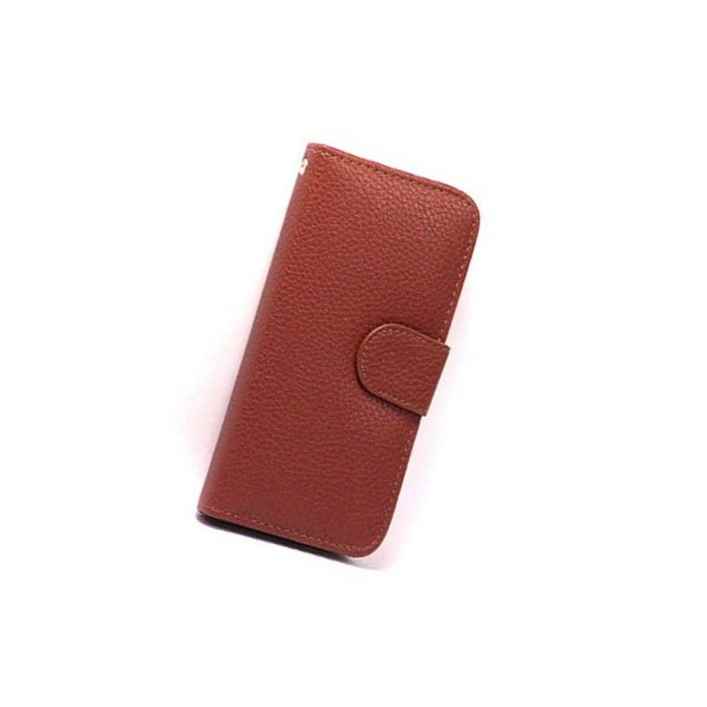 Leather Wallet Grain Case For Iphone 5 Stylus Pen Protective Film Brown