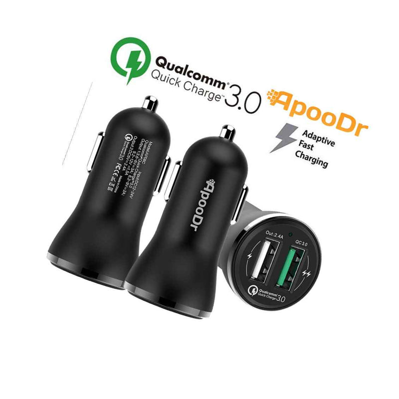 Apoodr Qc3 0 4 8A 2 Port Usb Fast Car Charger For Iphone Samsung Htc Nokia Lg