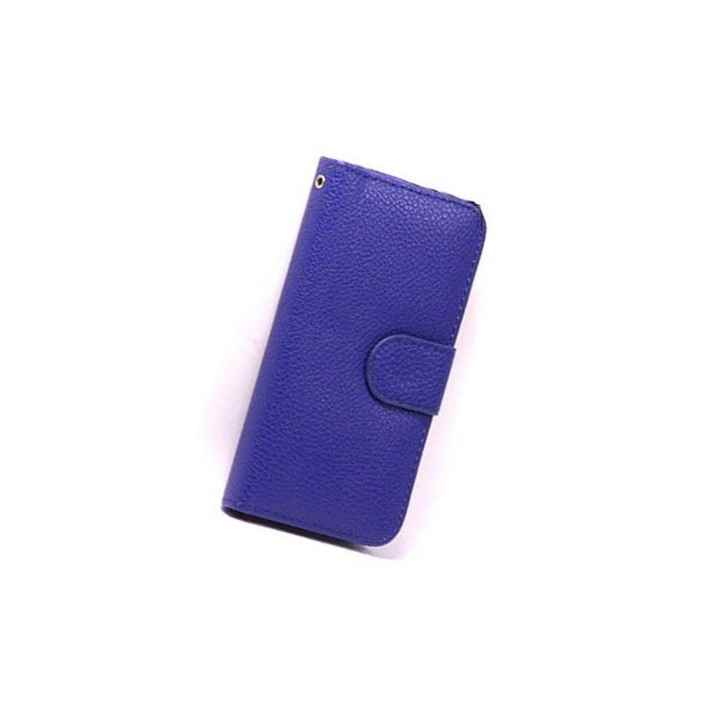 Leather Wallet Grain Case For Iphone 5 Stylus Pen Protective Film Blue