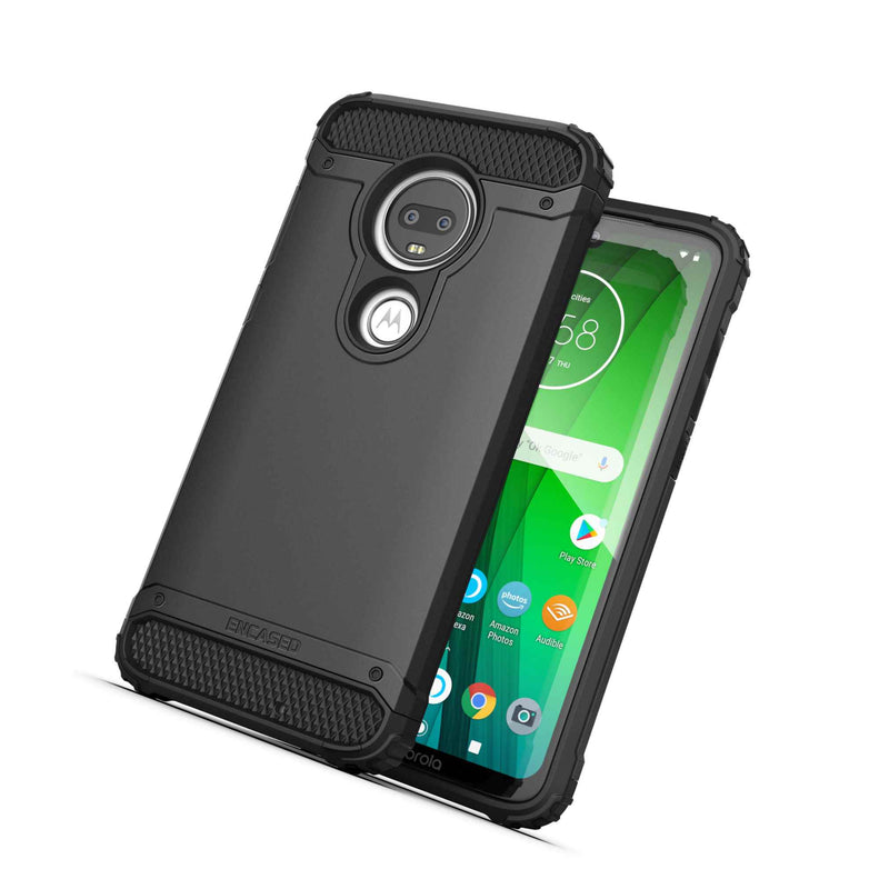 For Moto G7 Case Heavy Duty Military Grade Rugged Phone Protection Cover Black
