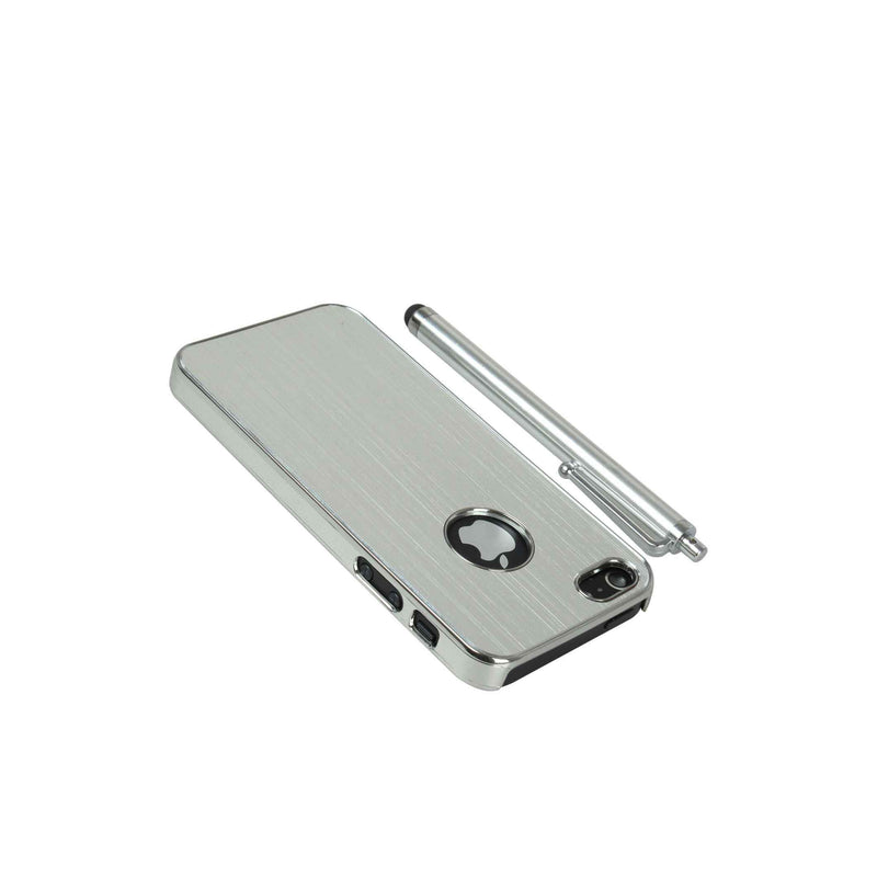 Luxury Chrome Silver Hard Cell Phone Case Cover For Iphone 5 5S Stylus Pen