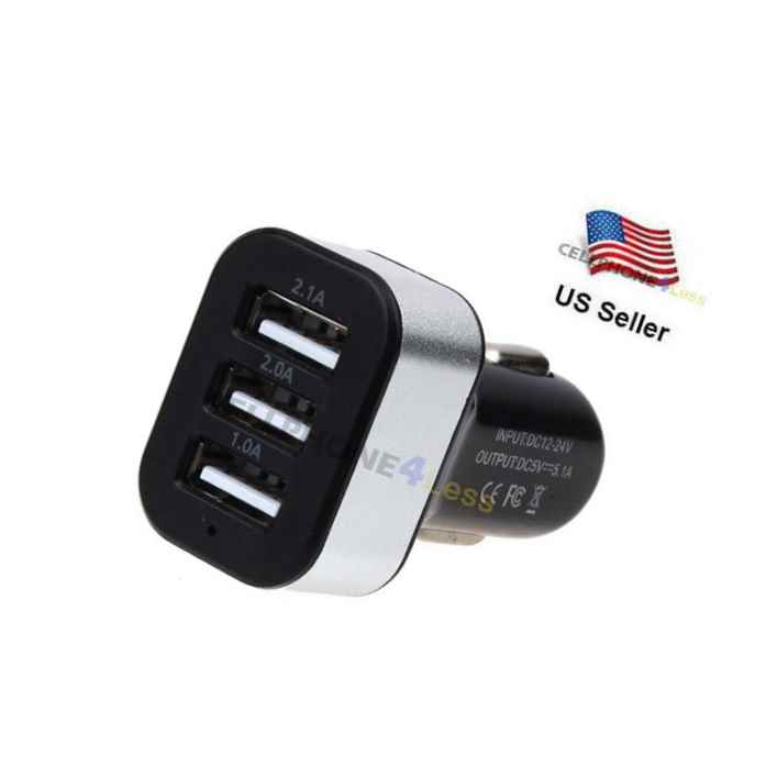 3 Usb Port Car Charger Adapter 2 1A For Iphone 4 5 6 Phone